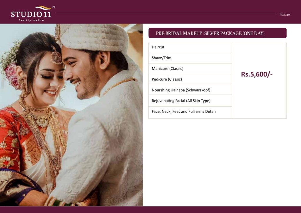 Pre-bridal groom makeup silver package - one day schedule and price
