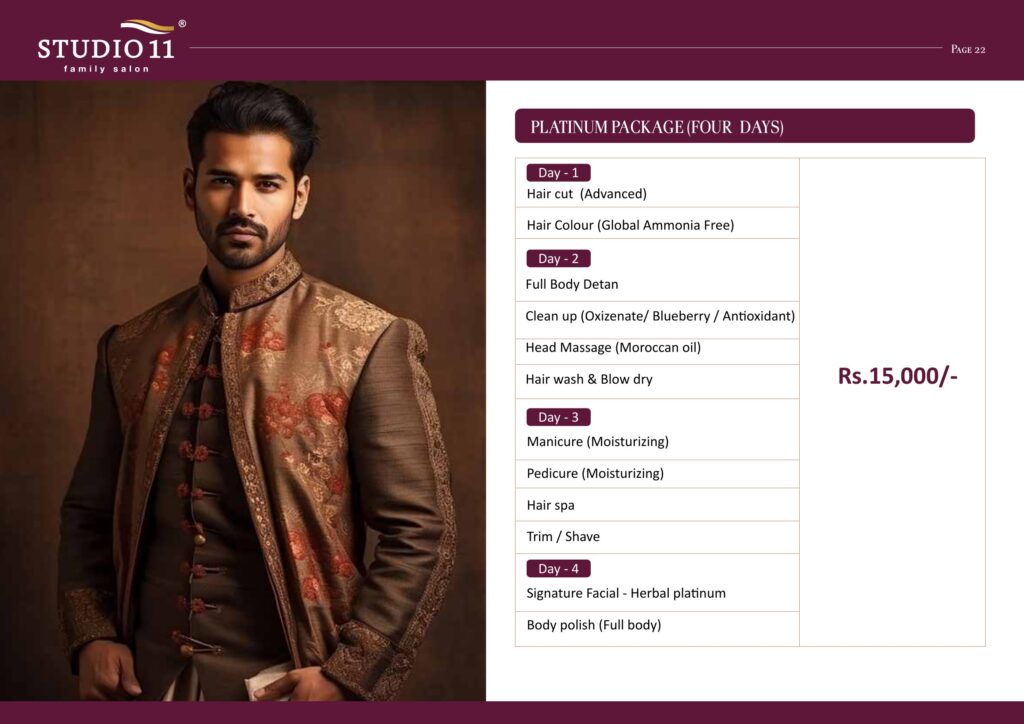 Groom platinum package - four day schedule and price
